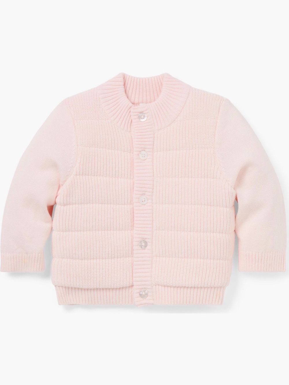Baby Pink Quilted Knit Cardigan for baby
